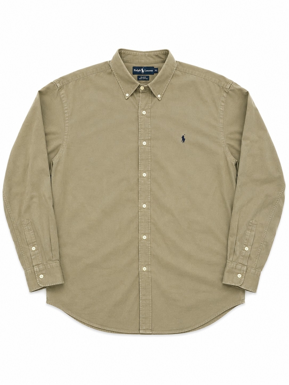 Ralph Lauren Linen Silk Blend Long-Sleeve Button-Down Shirt in Olive Green
